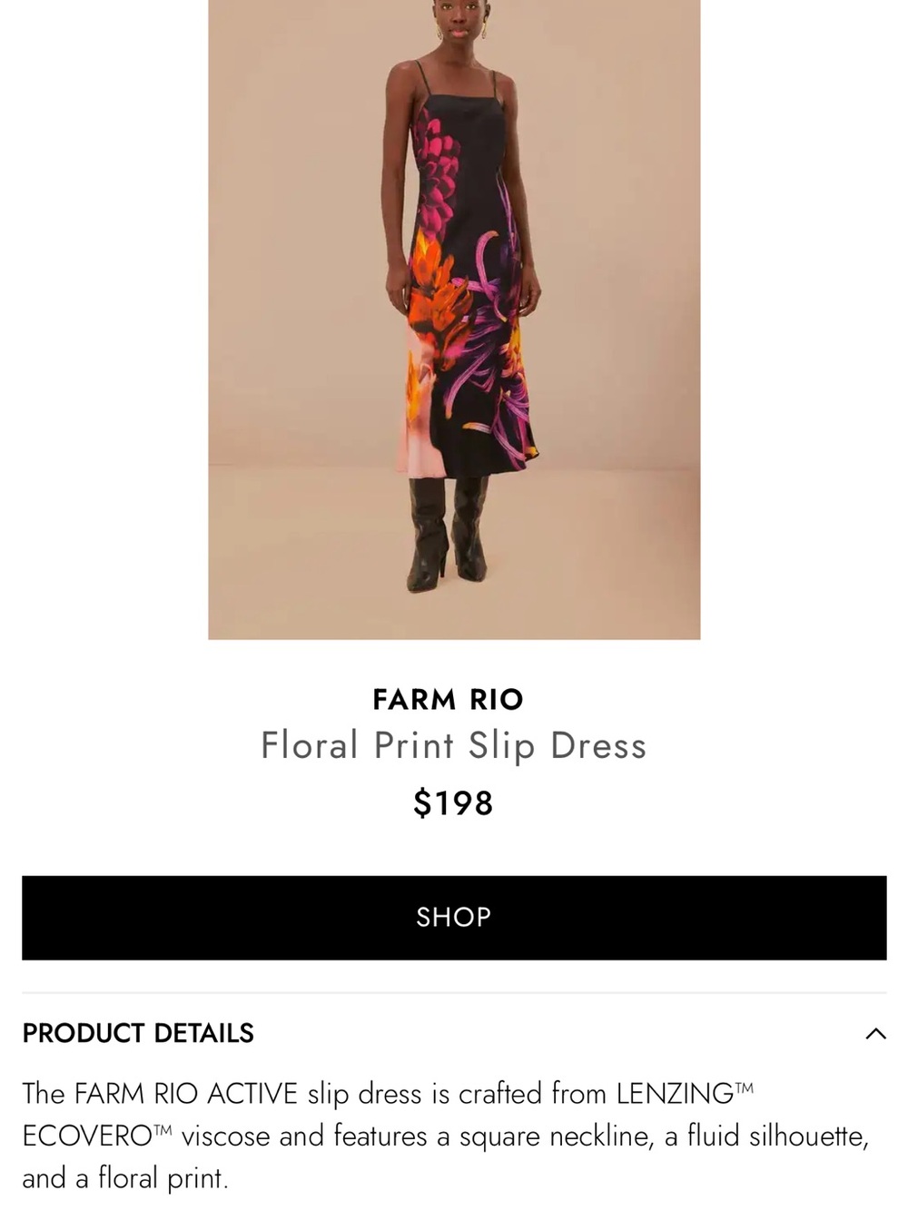 Black Blurry Floral LENZING ECOVERO Viscose Slip Dress